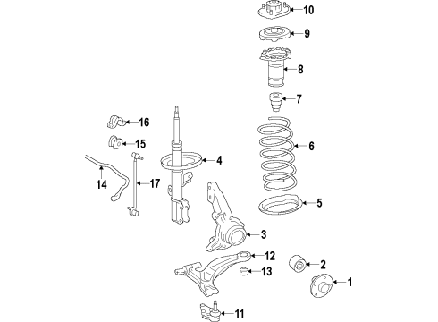 2012 Honda Civic Front Suspension Components, Lower Control Arm, Stabilizer Bar Bush, Right Front Stabilizer Holder (18Mm) Diagram for 51306-TR0-A11