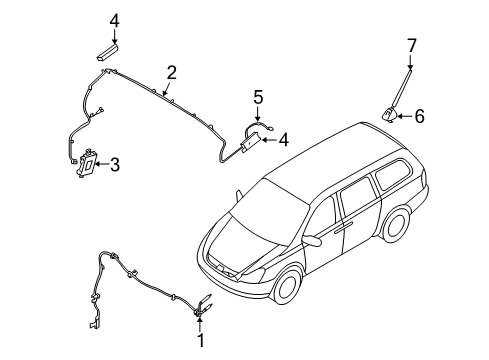 2011 Kia Sedona Antenna & Radio Cable-Radio Feeder Diagram for 962104D400