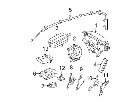 2003 Lexus ES300 Air Bag Components Sensor Assy, Side Air Bag, RH Diagram for 89860-33070