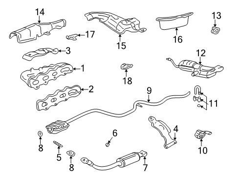 2000 Pontiac Grand Am Exhaust Manifold Shield-Exhaust Manifold Heat Diagram for 12564081