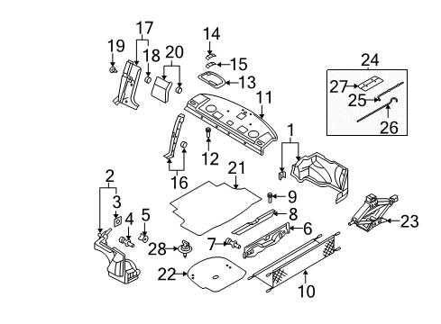 2000 Nissan Sentra Interior Trim - Rear Body Tool Set Diagram for 99501-2B501