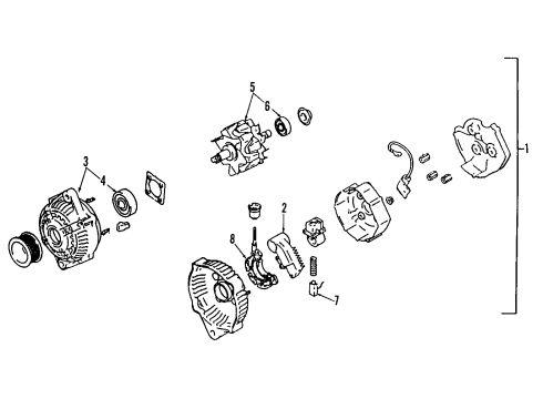 1991 Toyota Previa Alternator Pulley Diagram for 27411-16180