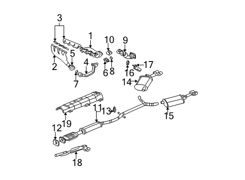 2000 Cadillac DeVille Exhaust Components Flange, Exhaust Manifold Pipe Diagram for 3545517