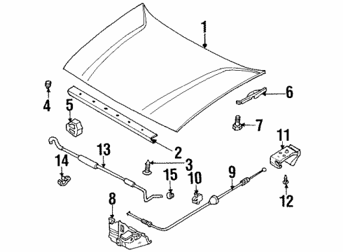 1998 Honda Passport Hood & Components Cable, Hood Lock Diagram for 8-97229-157-0