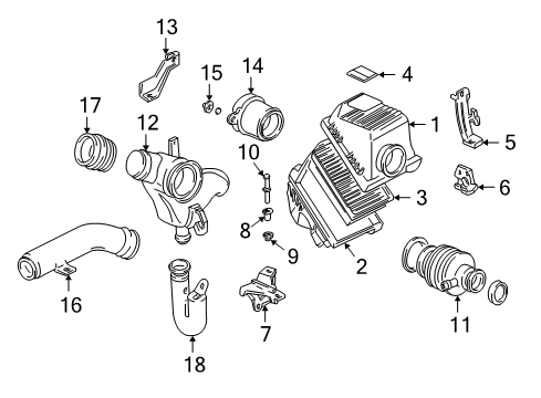 2002 Acura NSX Air Intake Stay C, Air Cleaner Diagram for 17257-PR7-A50