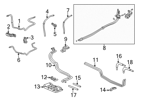 2000 Honda Odyssey Rear A/C Lines Bracket A, Air Conditioner Pipe Diagram for 80361-S0X-A00