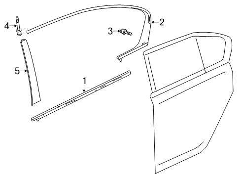 2018 Acura RLX Exterior Trim - Rear Door Molding Assembly, Left Rear Door Diagram for 72950-TY2-A01