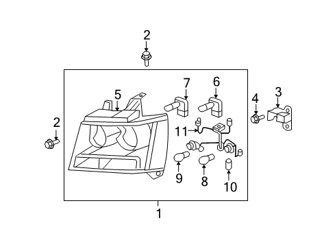 2009 Chevrolet Suburban 2500 Headlamps Composite Assembly Diagram for 22853026