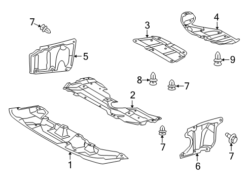 2011 Lexus HS250h Splash Shields Cover, Engine Under Diagram for 52618-75040