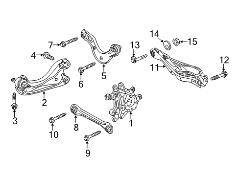 2019 Honda Civic Rear Suspension Components, Lower Control Arm, Upper Control Arm, Ride Control, Stabilizer Bar Trailing Arm Complete, R Diagram for 52360-TBA-A10