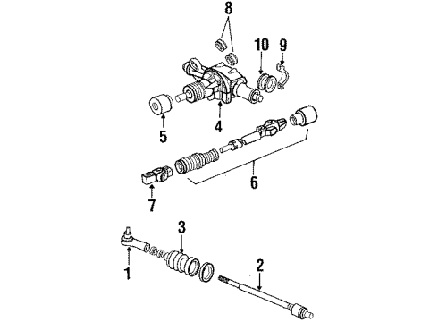 1988 Honda Prelude Steering Column & Wheel, Steering Gear & Linkage Rack, Power Steering (Driver Side) Diagram for 53601-SF1-A51