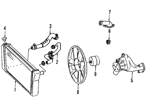 1989 Chevrolet Corvette Cooling System, Radiator, Water Pump, Cooling Fan Radiator Diagram for 3049562