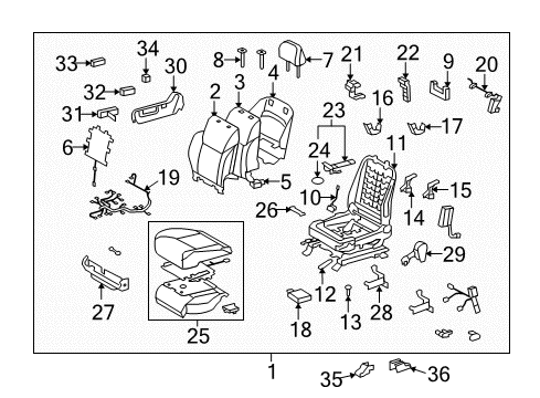 2011 Lexus LX570 Front Seat Components Knob, Power Seat Switch (For Slide & Vertical) Diagram for 84921-0E050-C0
