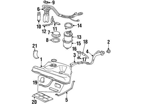 2001 Cadillac Eldorado Fuel System Components Fuel Tank Fuel Pump Module Kit Diagram for 19331302