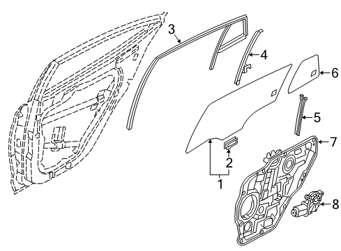 2018 Hyundai Ioniq Rear Door Run-Rear Door Rear Channel Diagram for 83554-G2000