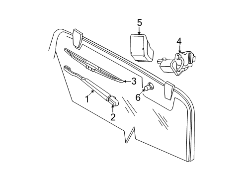 2009 Jeep Wrangler Lift Gate - Wiper & Washer Components Hardware-Rear WIPER Motor Diagram for 68002492AA