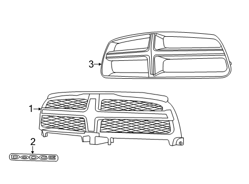 2014 Dodge Charger Grille & Components Nameplate Diagram for 68104034AA