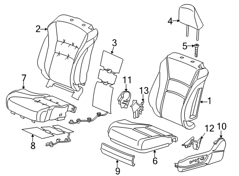 2015 Honda Accord Driver Seat Components Cover Out*NH167L* Diagram for 81638-T3L-A42ZA