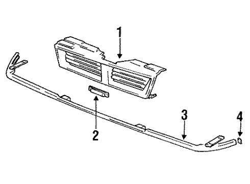 1993 Mitsubishi Precis Grille & Components Pad-Transverse Filler Front, LH Diagram for 86378-24300