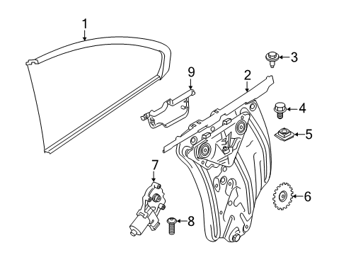 2020 BMW 230i Quarter Panel - Glass & Hardware Rear Left Window Regulator Diagram for 51357435757