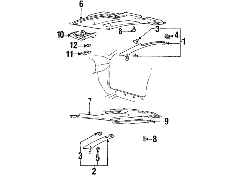 1996 Pontiac Firebird Interior Trim - Roof Molding Asm-Windshield Side Upper Garnish *Graphite Diagram for 10408111