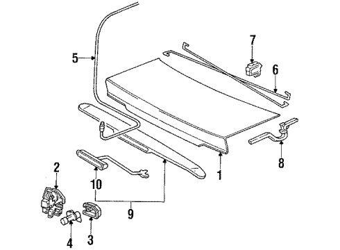 1990 Honda Prelude Trunk Lid Cable, Trunk Opener Diagram for 74880-SF1-003