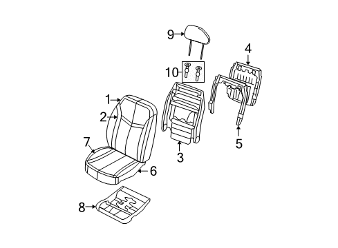 2008 Chrysler Sebring Front Seat Components Seat Cushion Foam Diagram for 68002716AA