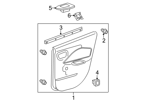 2009 Toyota Yaris Interior Trim - Rear Door Door Trim Panel Diagram for 67630-52B40-B1