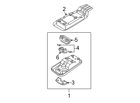 2004 Kia Sorento Overhead Console Lens-Map Diagram for 928113E000