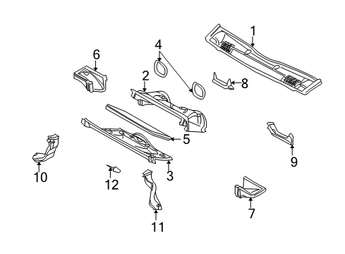 2002 BMW X5 Blower Motor & Fan Supporting Ledge Right Diagram for 64318381028