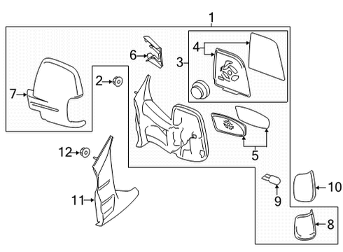 2020 Ford Transit-350 Mirrors Inner Housing Diagram for BK3Z-17D742-C