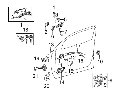 2021 Toyota Sequoia Front Door Handle, Outside Diagram for 69210-0C060-A0