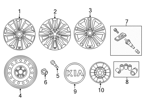 2017 Kia Sedona Wheels, Covers & Trim Wheel Hub Cap Assembly Diagram for 52960A9500