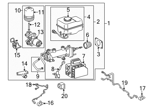 2014 Lexus LX570 ABS Components Solenoid, Master Cylinder Diagram for 47217-60400