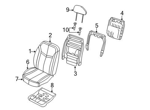 2012 Chrysler 200 Front Seat Components Seat Cushion Foam Diagram for 68102012AA