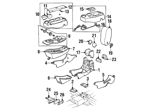 1997 Mercury Sable Console Finish Panel Diagram for F6DZ54045D72AAE