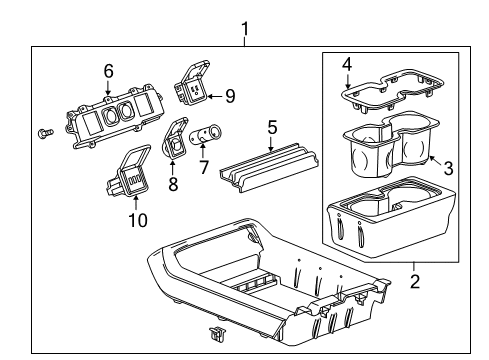 2017 Chevrolet Silverado 3500 HD Center Console Upper Trim Panel Diagram for 84092097