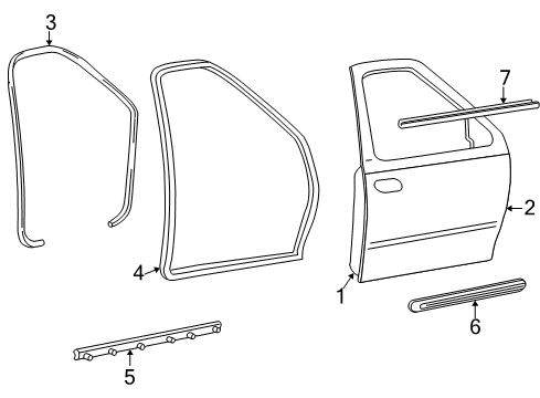 1999 Ford F-150 Front Door & Components, Exterior Trim Belt Weatherstrip Diagram for F65Z-1521453-AA