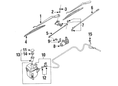 1992 Nissan Sentra Wiper & Washer Components Pivot Assy-Wiper, No 2 Diagram for 28860-50Y00