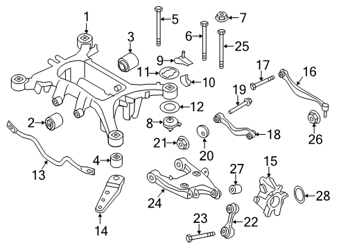 2015 BMW 760Li Rear Suspension Components, Lower Control Arm, Upper Control Arm, Ride Control, Stabilizer Bar Left Swing Part Diagram for 33326865897