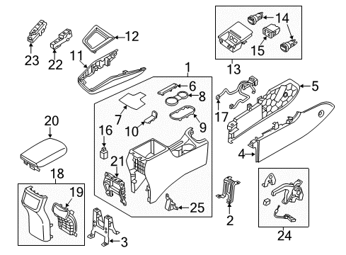 2018 Hyundai Elantra Parking Brake Cover Assembly-Console Rear Diagram for 84670-F3000-TRY