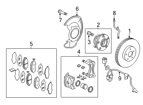 2013 Honda Odyssey Front Brakes Set, Front Brake Hose Left Diagram for 01465-TK8-A01