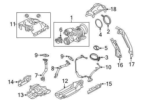 2019 BMW M850i xDrive Turbocharger Heat Protection Diagram for 11658652465