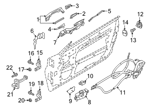 2021 INFINITI Q60 Lock & Hardware Grip-Outside Handle, LH Diagram for 80641-5CA4A