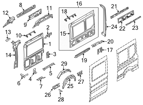 2019 Ford Transit-250 Inner Structure - Side Panel Roof Rail Brace Diagram for CK4Z-6102557-A