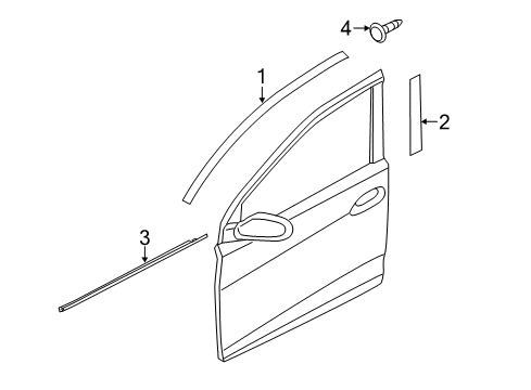 2014 Hyundai Elantra Coupe Exterior Trim - Front Door Weatherstrip Assembly-Front Door Belt Outside RH Diagram for 82220-3X200