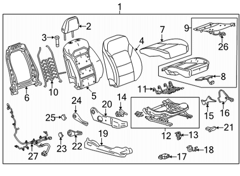 2022 Chevrolet Bolt EV Passenger Seat Components Seat Cover Diagram for 42789687