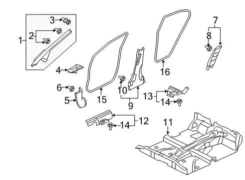 2010 Honda Civic Interior Trim - Pillars, Rocker & Floor Garnish Assy., R. Center Pillar (Upper) *NH686L* (QP LIGHT WARM GRAY) Diagram for 84111-SNA-A01ZE