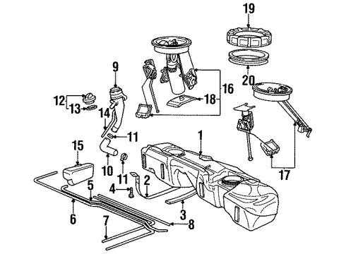 1998 BMW 318ti Fuel System Components Fuel Feed Line Diagram for 16111182827