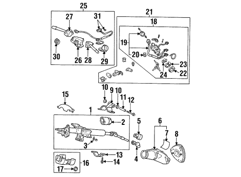 1992 Honda Prelude Steering Column & Wheel, Steering Gear & Linkage Switch Assembly, Combination (Black) Diagram for 35250-SS0-A01ZA